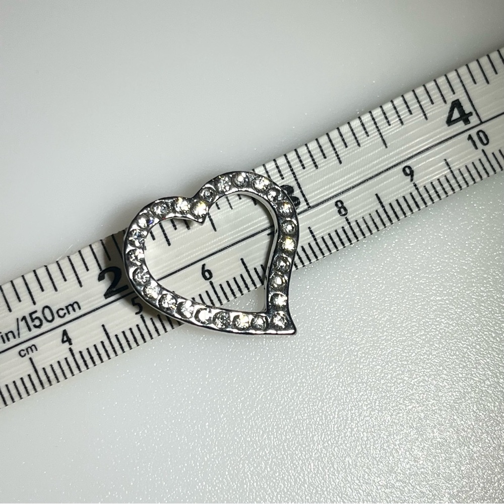 Silvertone Rhinestone Heart Pendant - Picture 12 of 15